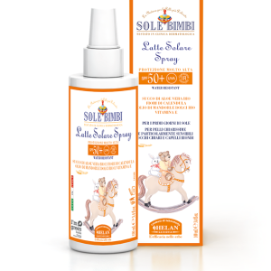 Sole Bimbi Latte Solare Spray protezione molto alta SPF50+ di Helan