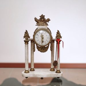 OROLOGIO DA TAVOLO NAPOLEONE III QUADRANTE CERAMICA FUNZIONANTE