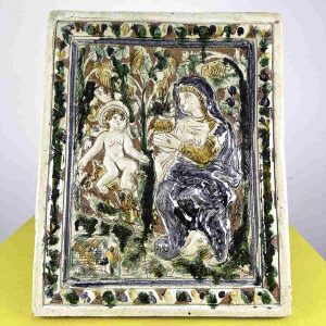 quadro formella votiva in terracotta smaltata